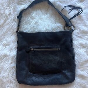 Vintage Coach boho Black Leather Shoulder Bag